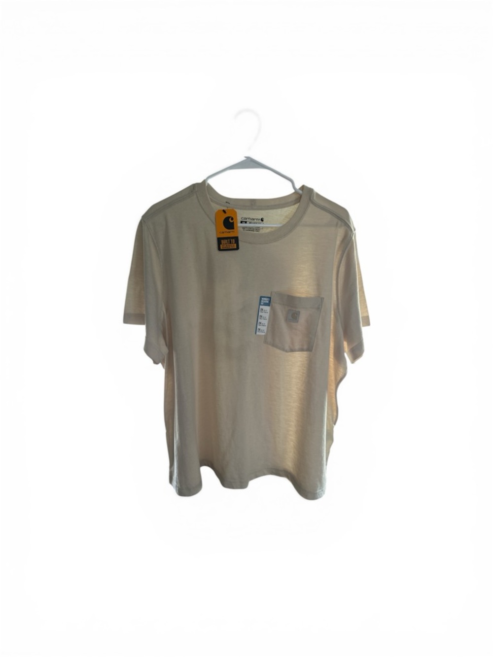 Carhartt Cream T‑Shirt with Orange Logo Tag